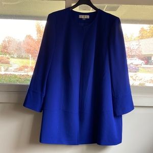 20W Tahari royal blue long lined open front blazer/coat